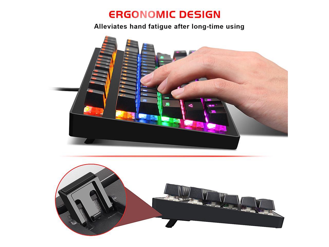 Mechanical Keyboard 87 Keys Small Compact Multicolour Backlit Anivia