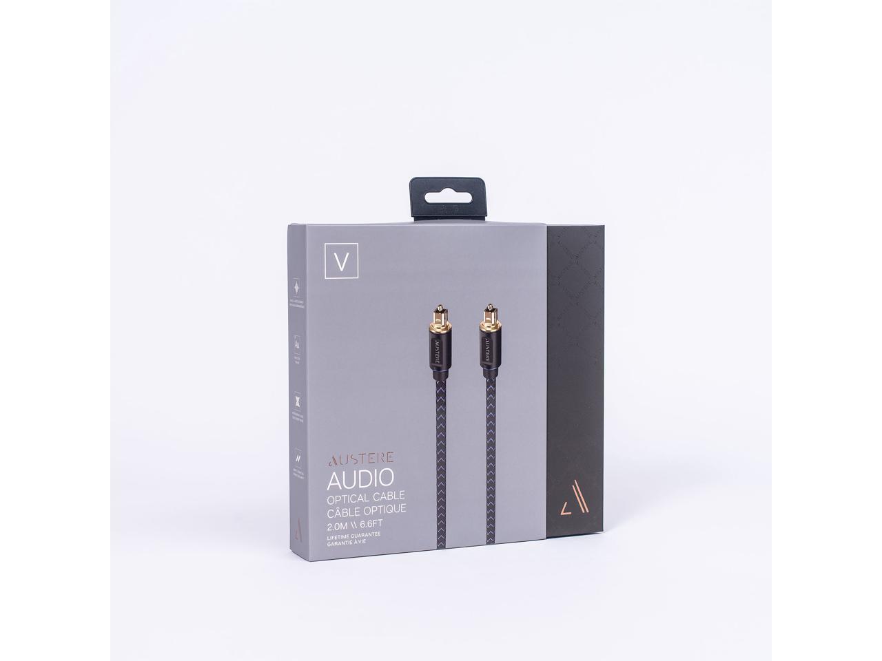 Austere V Series Optical Audio Cable 2.0m Precision-Polished Termination for Digital Audio Accuracy Pure Gold Connectors aDesign Precision LinkFit Housing & WovenArmor High-Flex Cable 