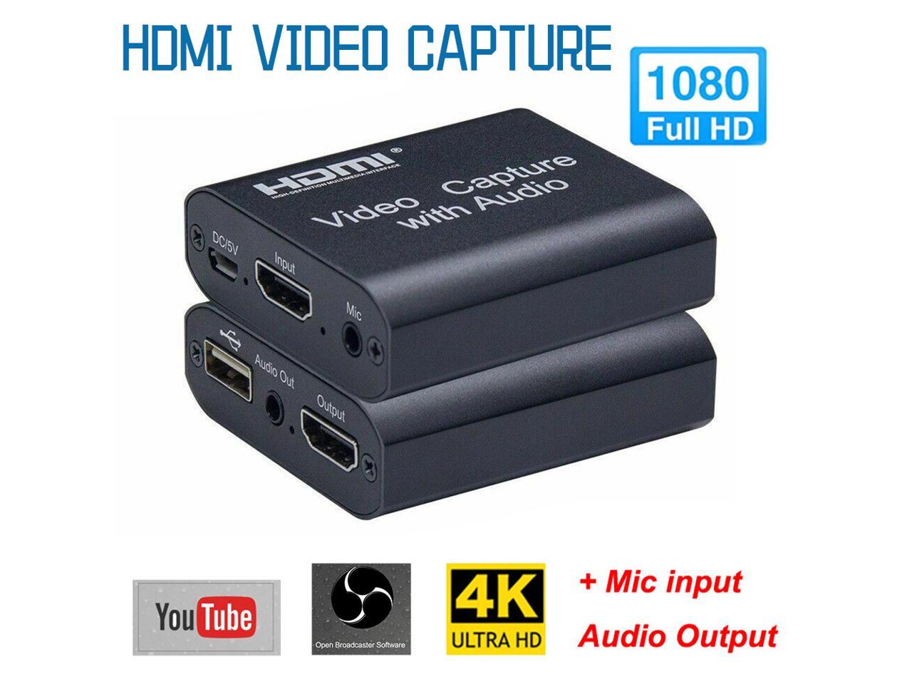 1pc Hdmi Video Capture Card Device Usb 2 0 4k 1080p Loop Out Audio Capture Card Live Streaming Recording For Pc Ps4 Hd Game Capture Newegg Com