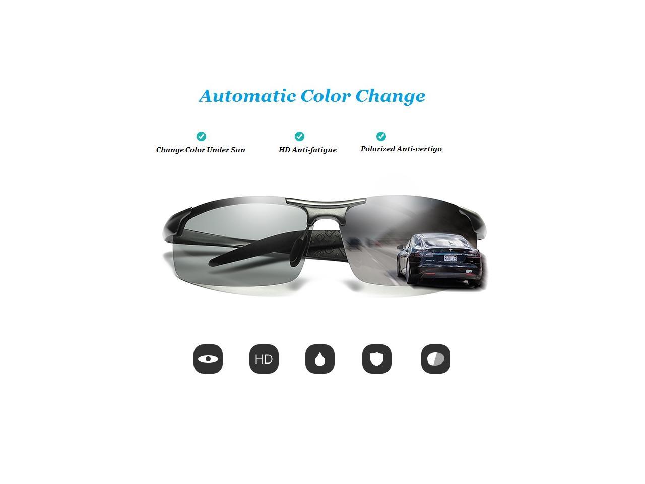 KH Change Color Photochromic Sun Glasses Men Driving Titanium polarized Glasses 