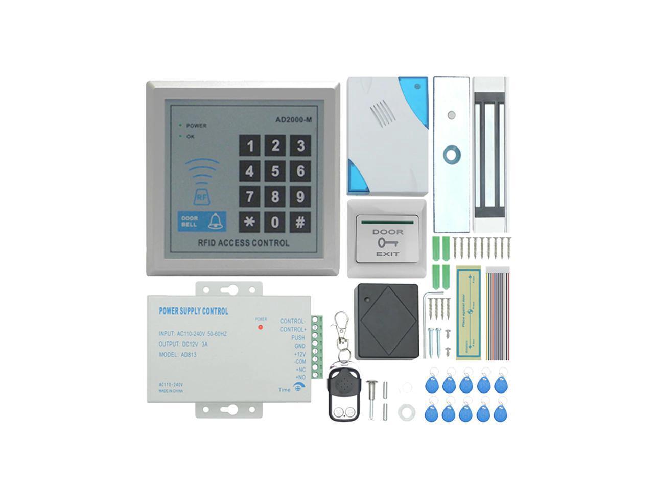 2 Door Access Control Lock Systems with 280kg Magnetic lock+Doorbell+RFID Reader