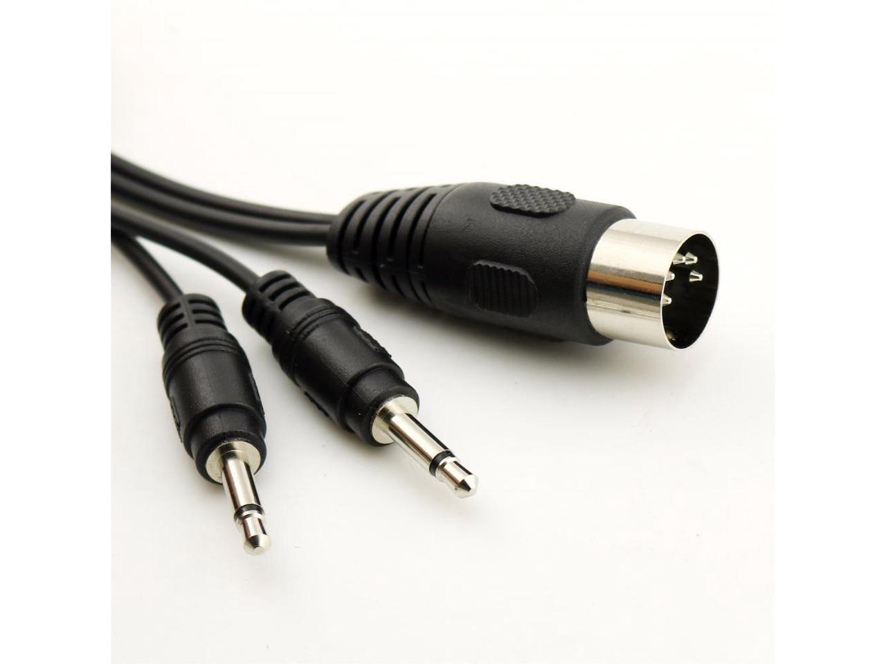 10pcs MIDI Din 5 Pin Plug Male To 2 x 3.5mm 1/8" Male Mono Jack Audio Adapter Cable Black 50cm 1