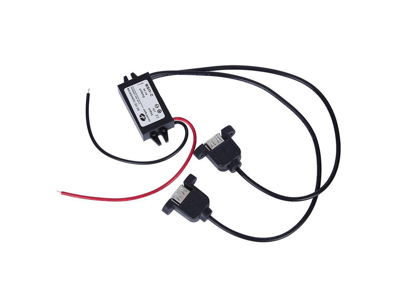 KWOKKERK 12V To 5V 3A DC/DC Converter Double USB To Auto Power