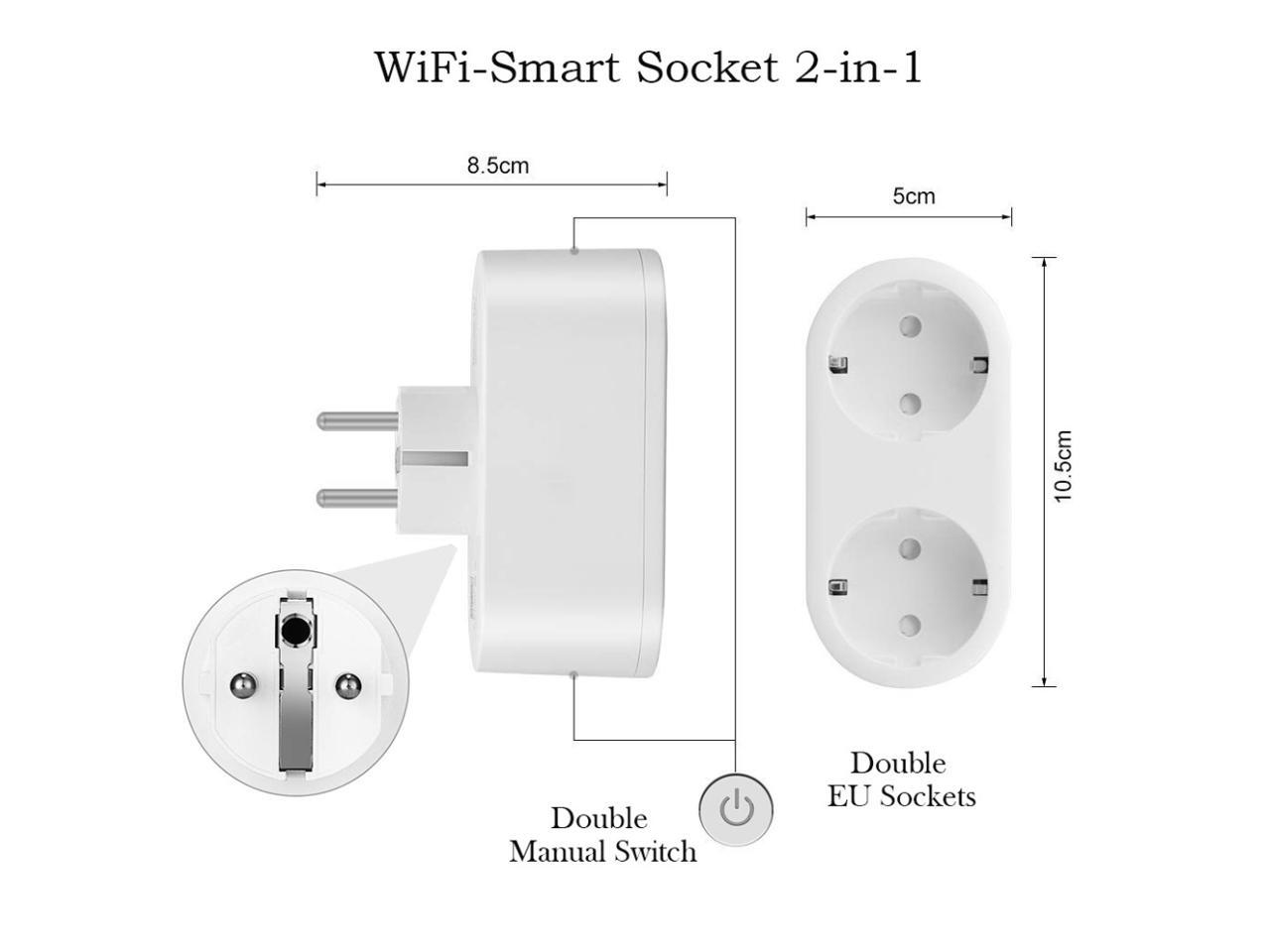 Smart Plug Dual Wifi Plugs 2 in 1 Extenders Socket Works ...