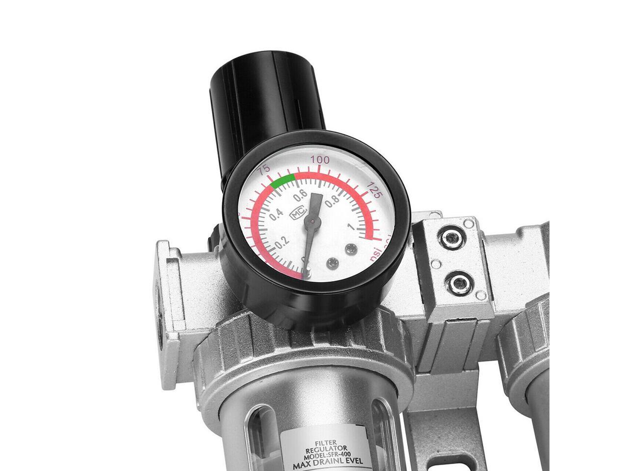 G1/2" Air Compressor Filter Oil Water Separator Trap Tools With/ Regulator Gauge 