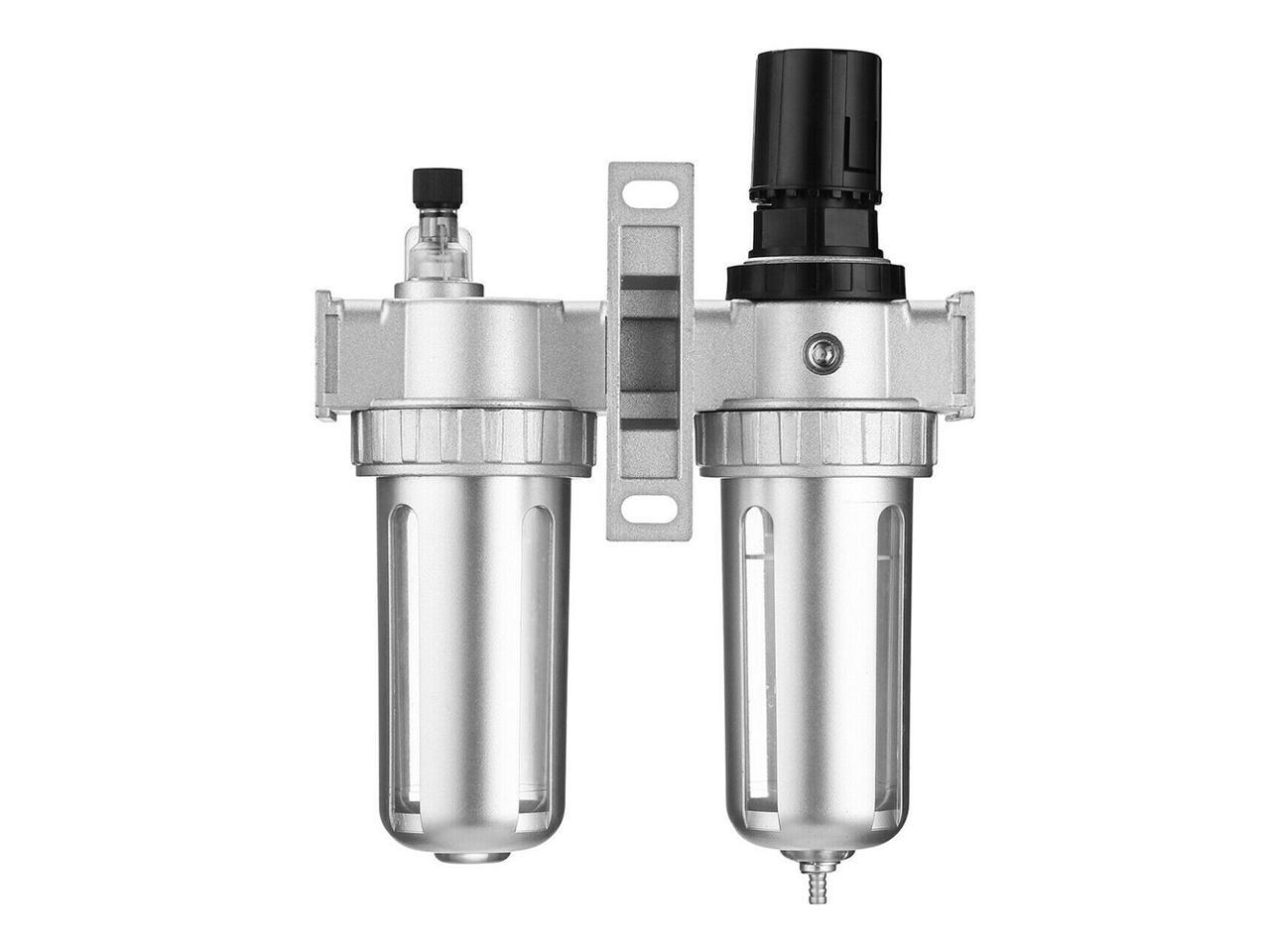 G1/2" Air Compressor Filter Water Oil Separator Trap Tool With/ Regulator GaugeG 