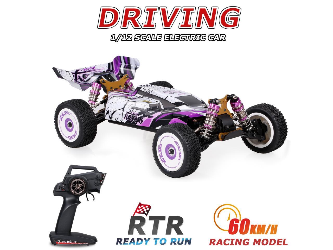 Off-Road Buggy Drift Car RTR with Aluminum Alloy Chassis 4WD 60km/h High Speed Racing Car 1/12 Scale 2.4GHz Remote Control Car Zinc Alloy Gear and 2 Batteries GoolRC WLtoys 124018 RC Car 