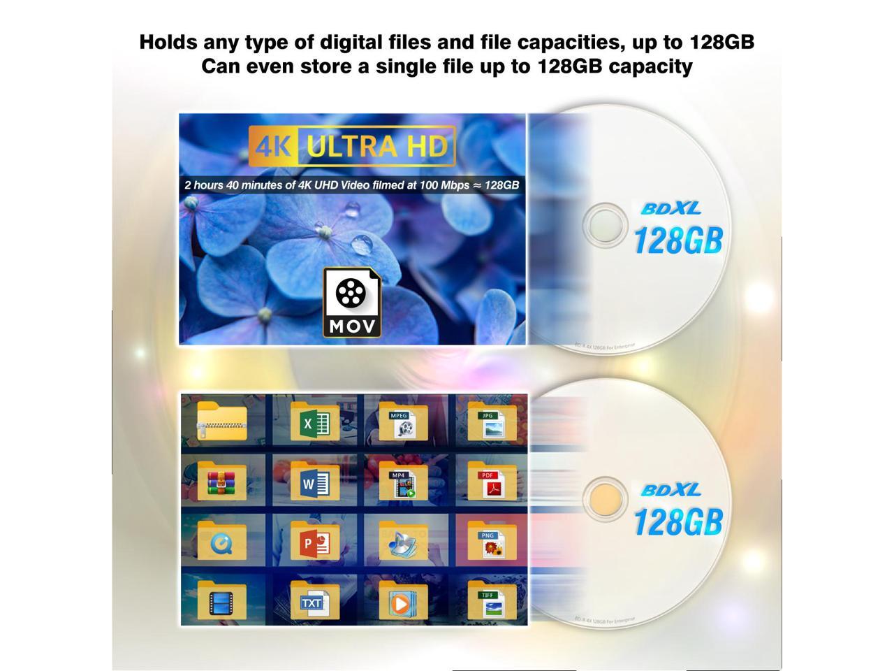 Sony 4X 128GB BDR XL 3 Discs White Inkjet Printable Bluray BDXL Quad Layer BDR