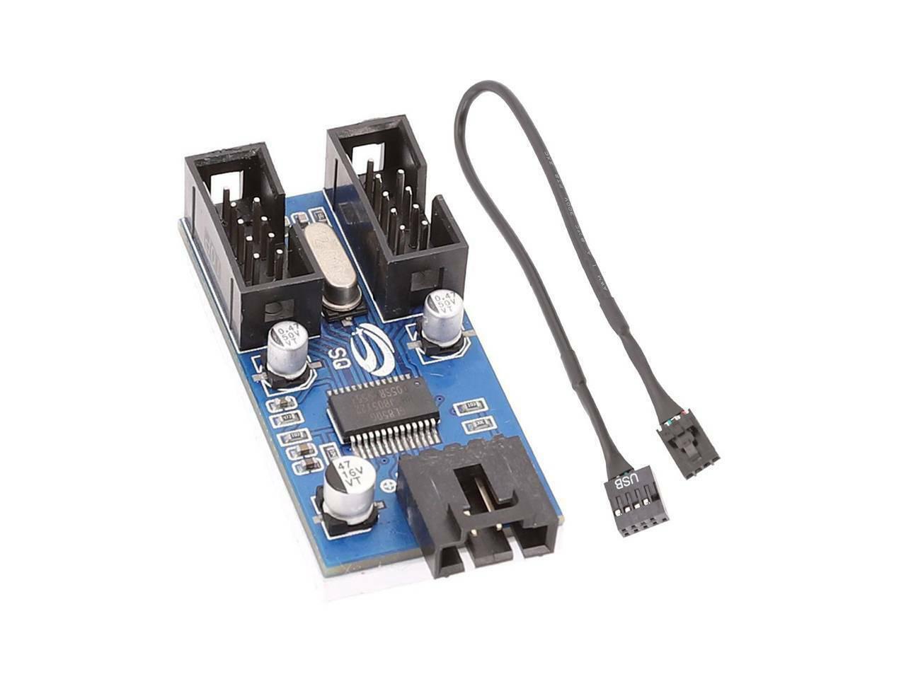 9 Pin USB Header 1 to 2 Extension Splitter Port Multiplier Cable