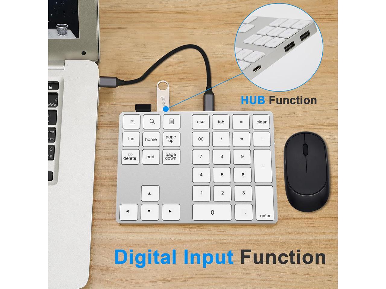 2in1 BT Keyboard USBC 3.1 HUB Features 34key Wireless Numeric