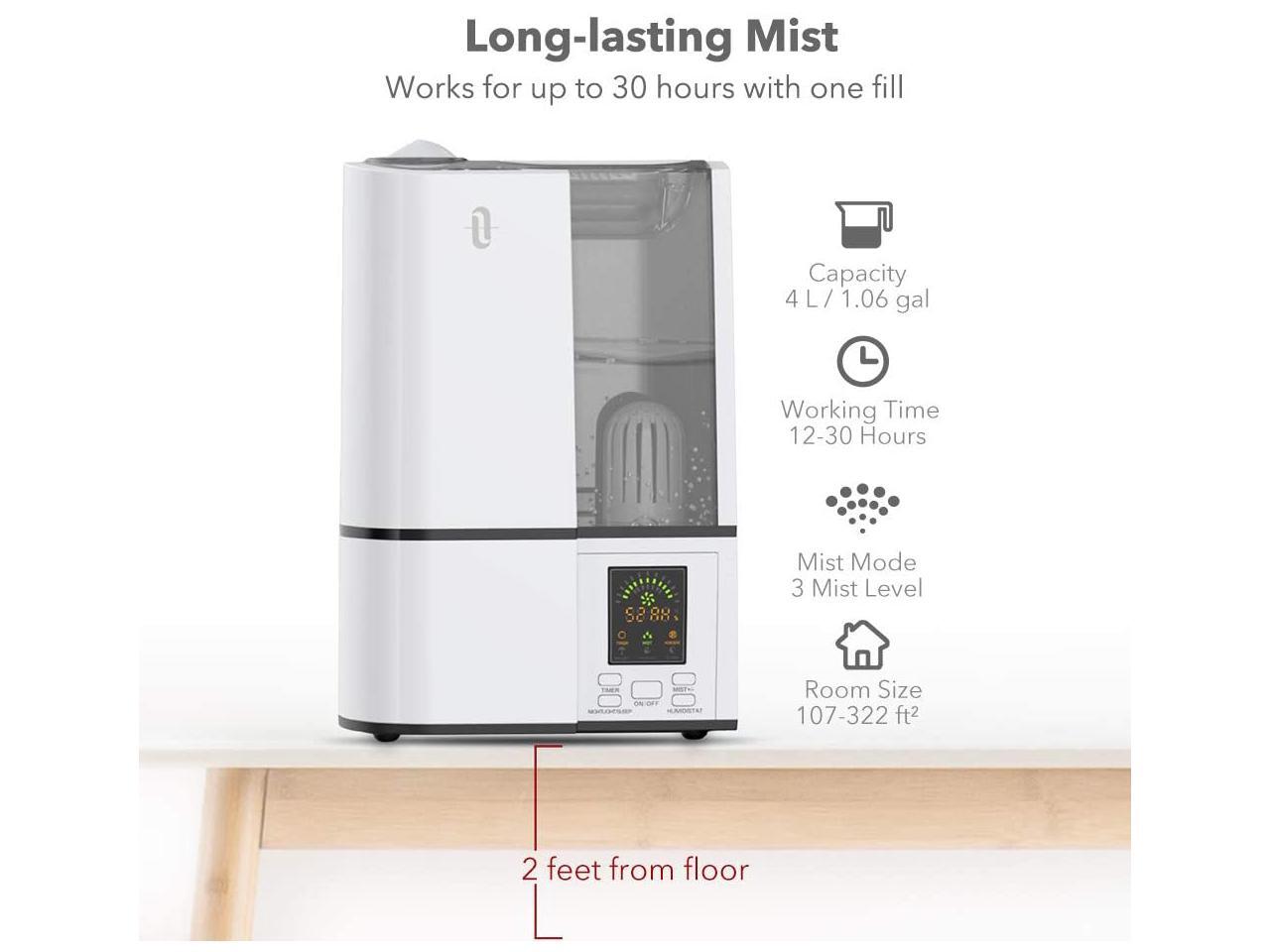 TaoTronics Humidifiers, 4L Cool Mist Ultrasonic Humidifier for Bedroom