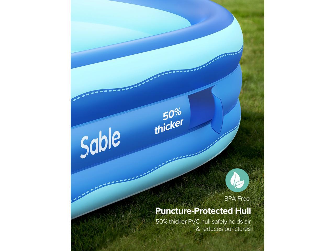 Sable Inflatable Pool, 92 x 56 x 20in Rectangular Swimming Pool for Toddlers, Kids, Adults and