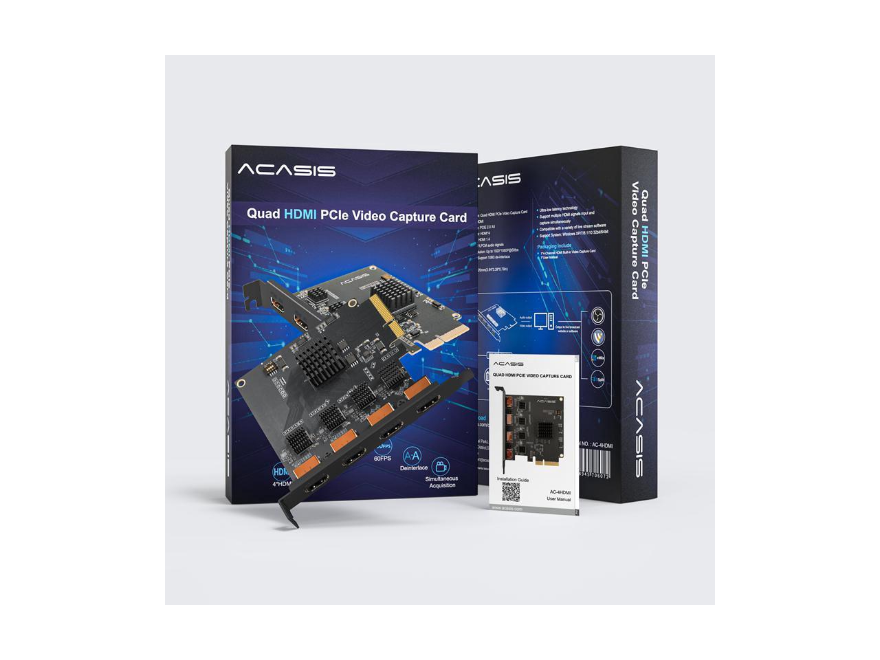 ACASIS Internal PCIe Video Capture Card with 4 HDMI Stream and Recording in 1080p60 with