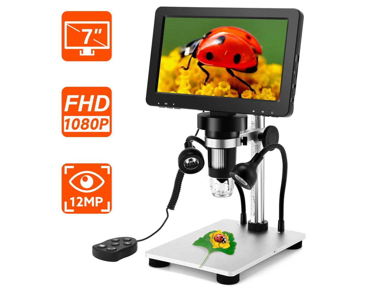 7 inch Coin Microscope, Elikliv 1080P LCD Digital Microscope with Wired  Remote,1200X Magnification Handheld Microscope with Video Recorder for Coin  