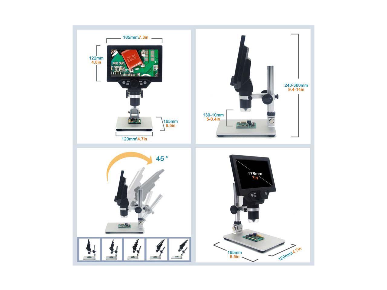 G1200 Chargeable USB Digital Microscope 12MP 7 Inch Large Color Screen