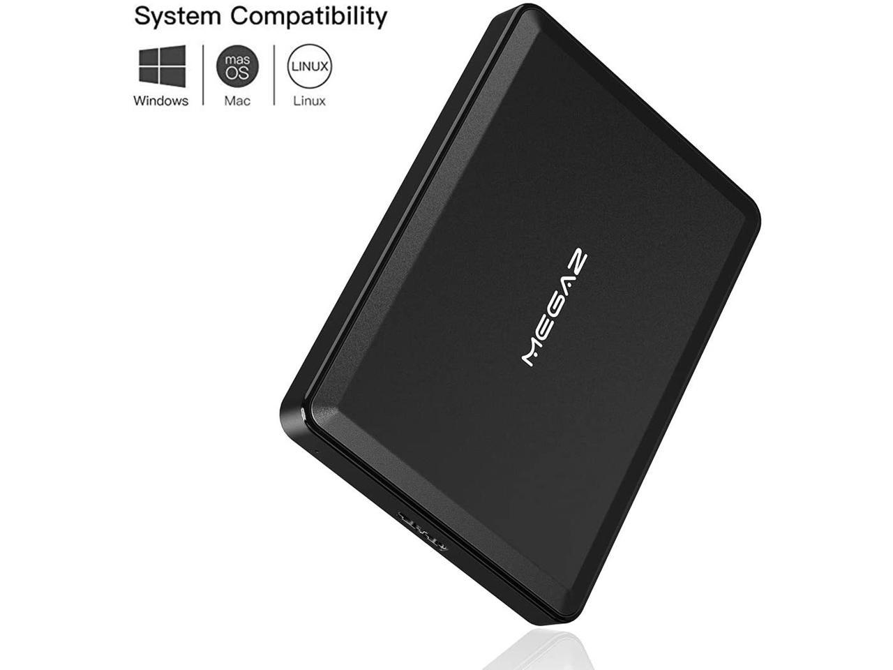 500GB External Hard Drive - MegaZ Backup Slim 2.5 Portable HDD USB 
