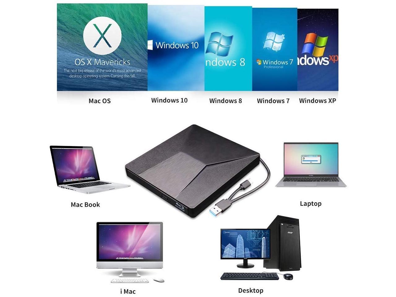 External bluray dvd drive mthstec usb 3 0 and type c blu ray burner