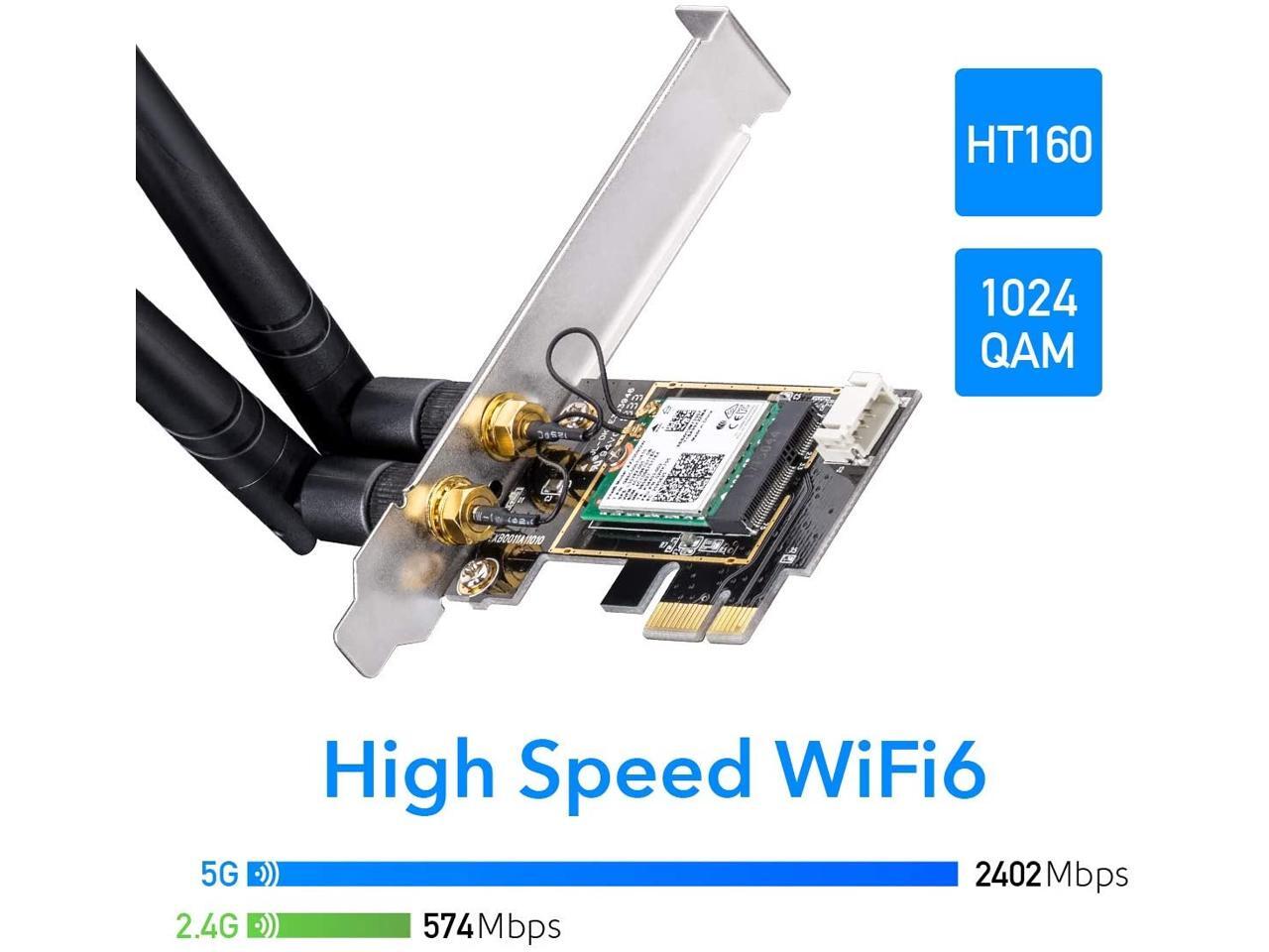 WE3000 AX 3000Mbps Wireless WiFi 6 PCIe Card for PC, Bluetooth 5.0