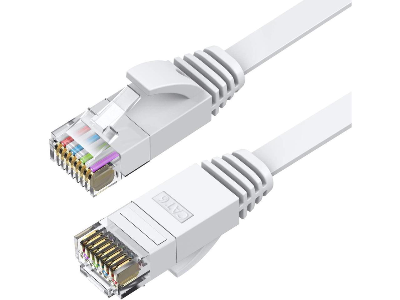 Cat-6 Ethernet Cable 100 FT White Cat6 Long Flat RJ45 Computer Internet ...