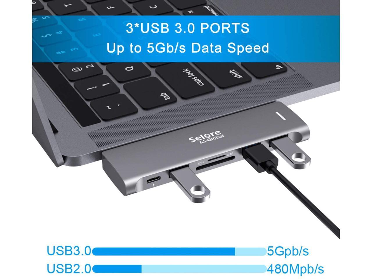 USB-C Hub Type C to USB 3.0 SD Card Reader Adapter Fr 2019 MacBook Pro/Air 13/15 