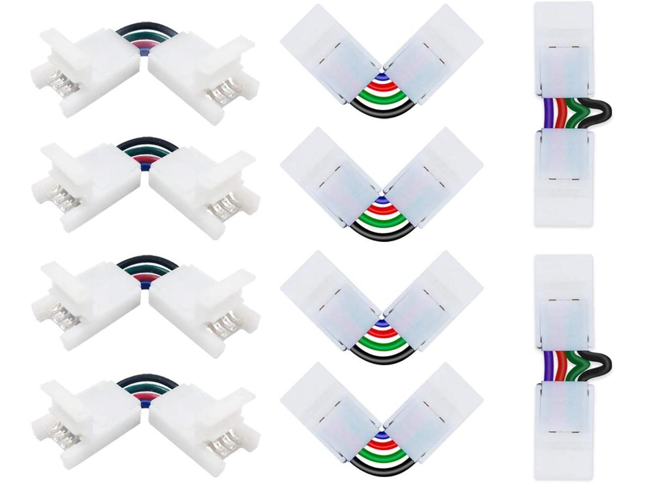 Nexillumi L Shape 4-pin Connectors Angle Adjustable(90-180 Degrees) LED  Strip Connectors for 10mm Width 5050 RGB LED Strip Lights(10 Pcs) -  Newegg.com