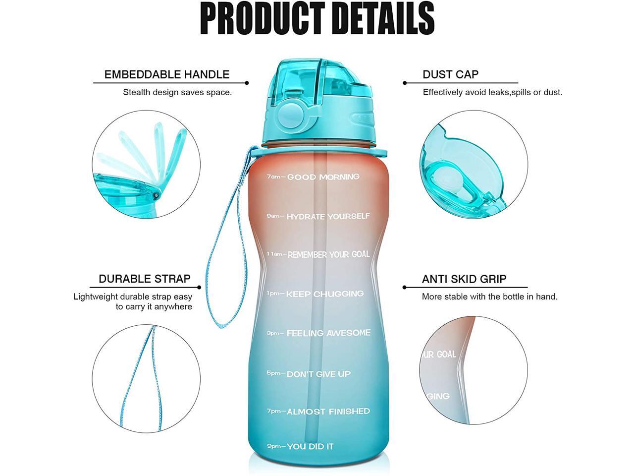 Giotto Large Half Gallon/64oz Motivational Water Bottle with Time
