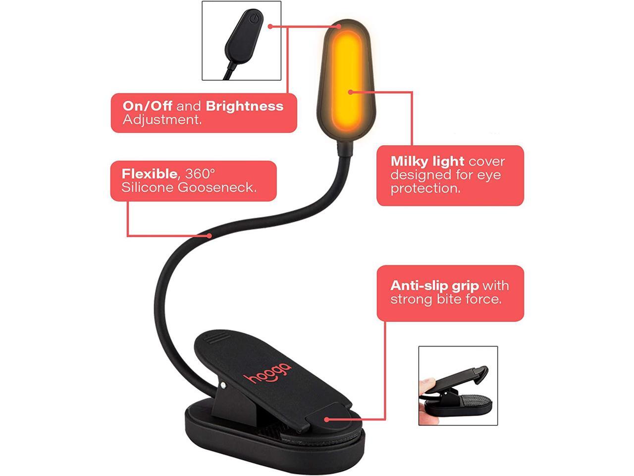 Book Light Blue Light Blocking Amber ClipOn Reading Light by Hooga