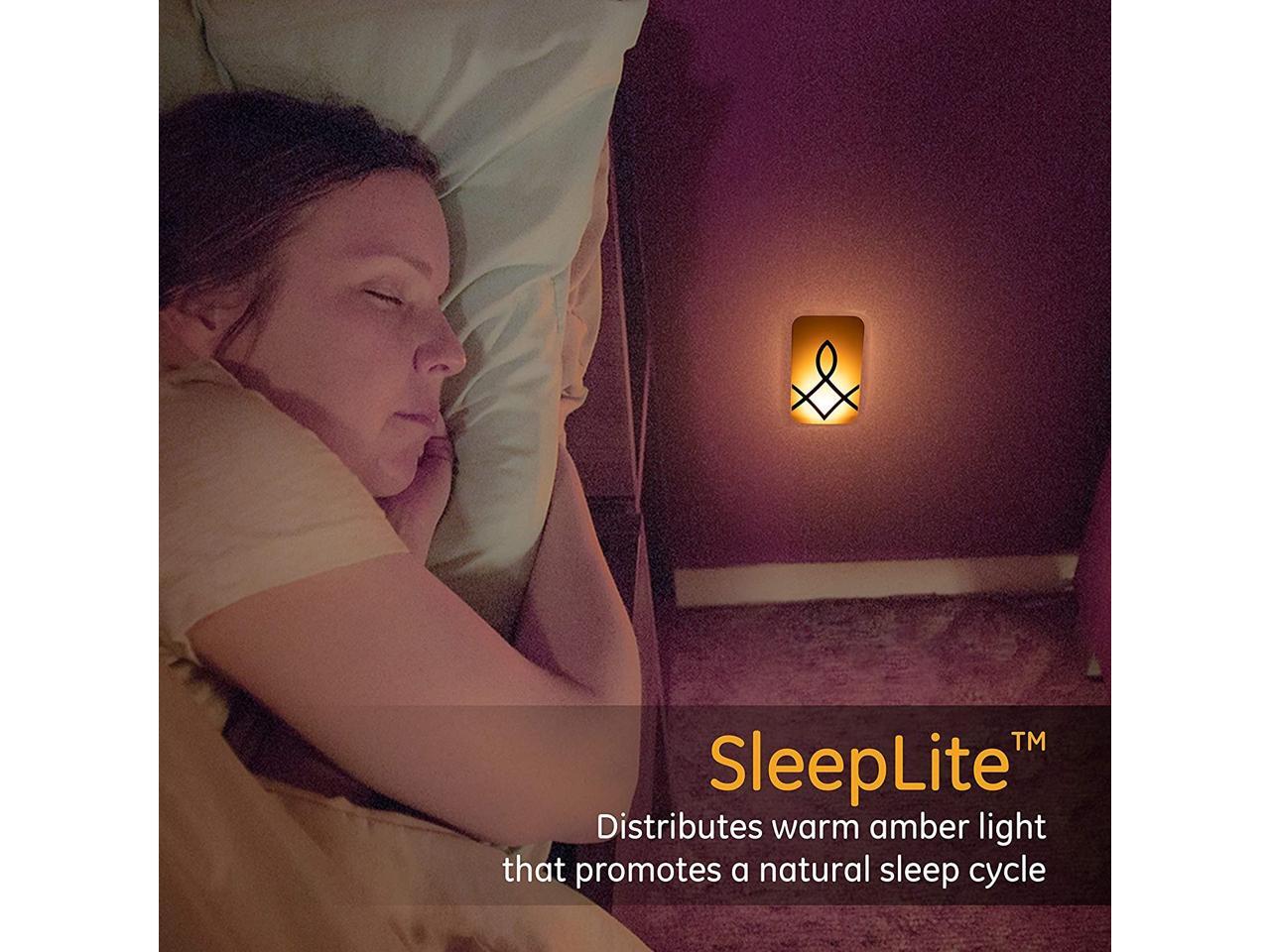 SleepLite LED Amber Night Light 2 Pack Candle Glow Hi/Low Dimmable Dusk