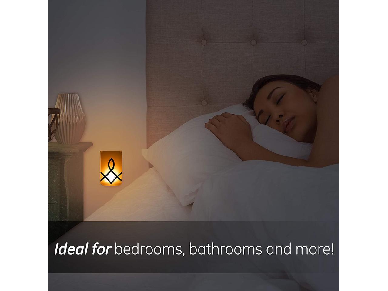 SleepLite LED Amber Night Light 2 Pack Candle Glow Hi/Low Dimmable Dusk