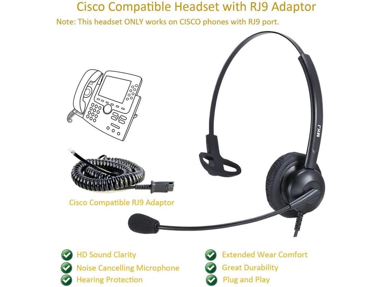 RJ9 Cisco Headset Wired Desk Phone Headset with Noise Cancelling