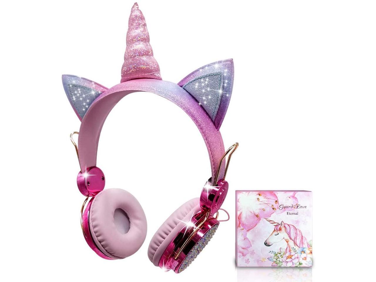 Unicorn Kids Headphones for Girls Children Teens Wired Headphones with