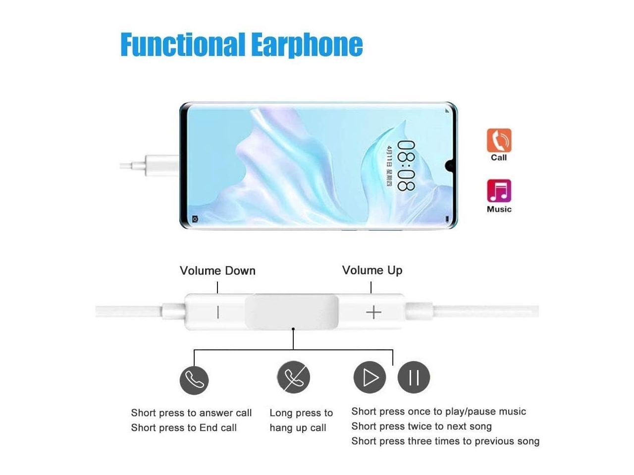 USB C Digital Earbuds Type C Earphones with Microphone Noise Cancelling USB  C Headphones with Mic Wired in-Ear Headsets for Google Pixel 