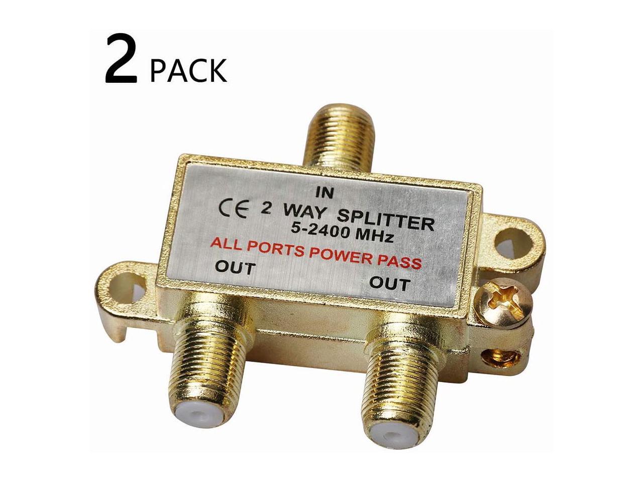 WEVZENEY 2Way Coaxial Cable Splitter 2.4 Ghz 52400 MHz Works with STB