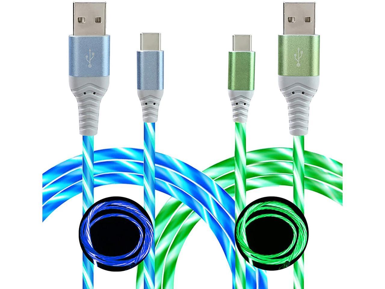 Light Up USB Charging Cable 3.28ft/1m USB Type C Cable Led USB Cable Flash Light Flowing for Samsung Galaxy S10 S9 S8 Plus Note 9 8/ LG V30 V20 G6 G5/More Android Phone 