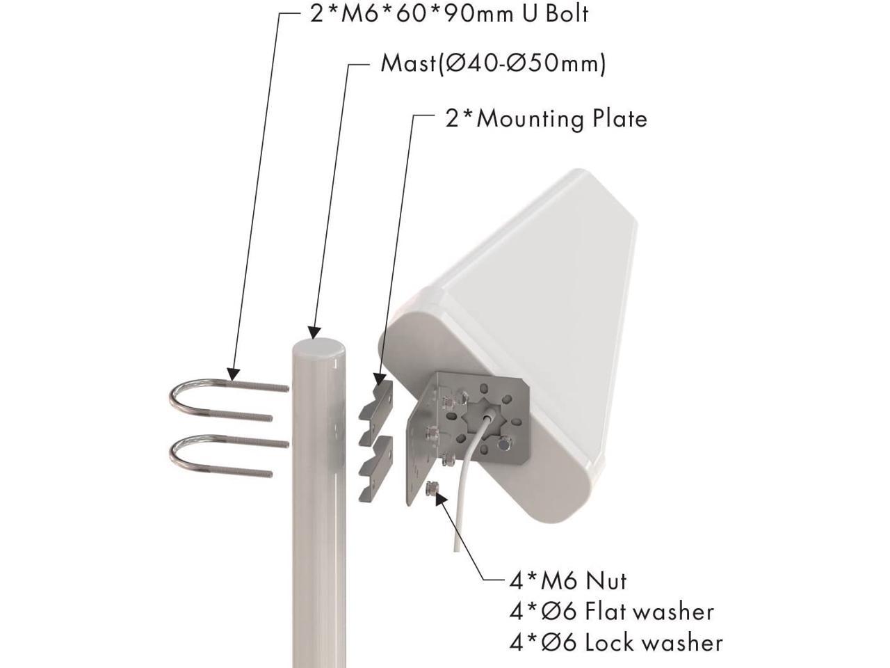 Tupavco TP545 Yagi directionnelle antenne de Toit 3G/4G/LTE Wide Band 11dBi 700MHz à 2,7GHz Range w/2FT RP-SMA Mâle Câble TS-9 Adaptateur-Téléphone cellulaire Signal Booster Log périodique cellulaire 