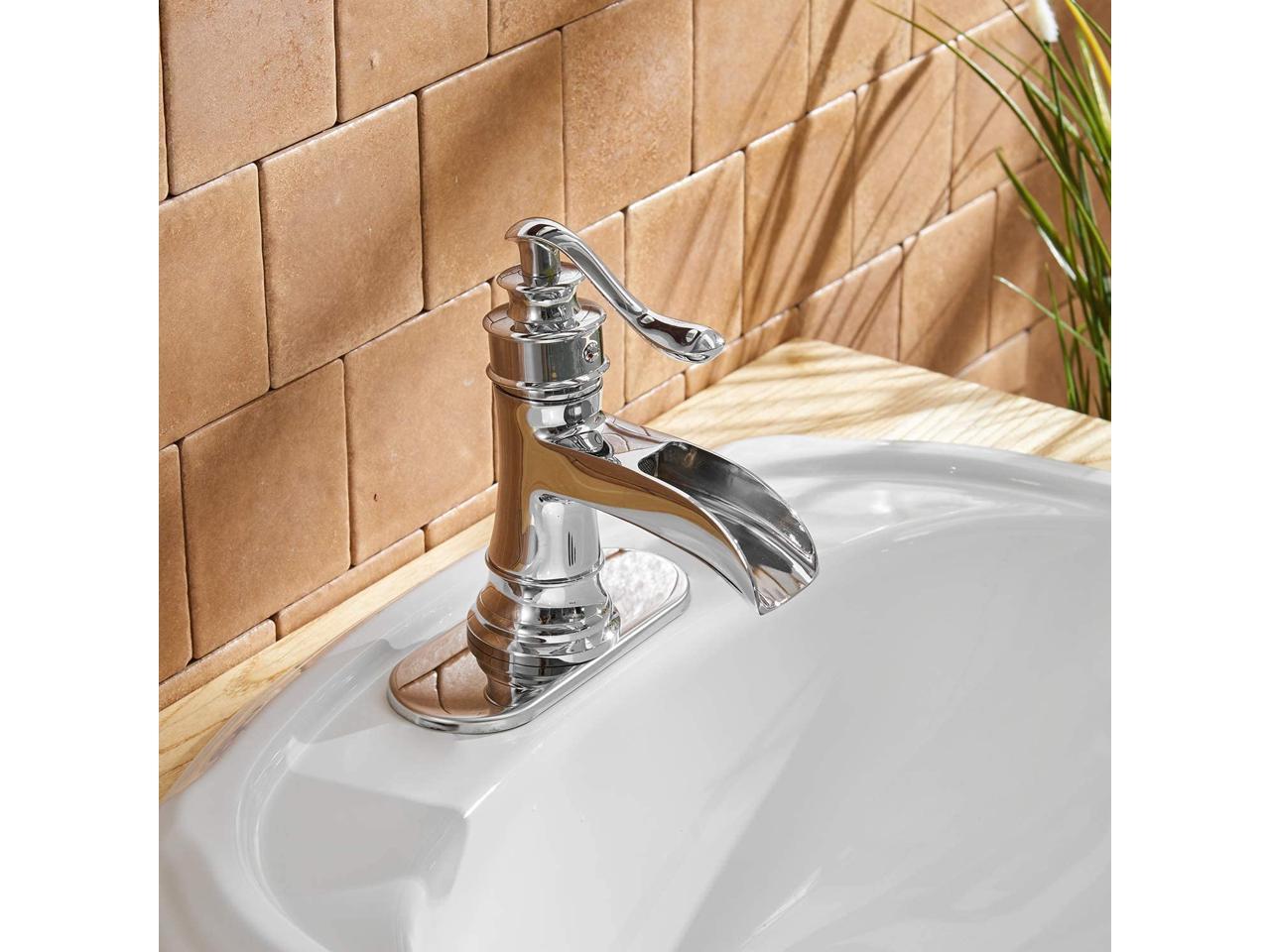 Details about   BWE Waterfall Spout Single Handle One Hole Commercial Bathroom Sink Faucet Chrom 