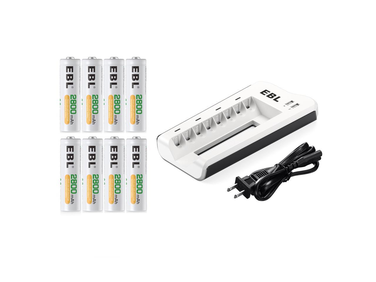 8 Pack RayHom Charger with AA AAA Batteries 8 Pack 8Bay Smart LCD Battery Charger for AA AAA Ni-MH Ni-Cd Rechargeable Batteries with AA Rechargeable Batteries and AAA Rechargeable Batteries 