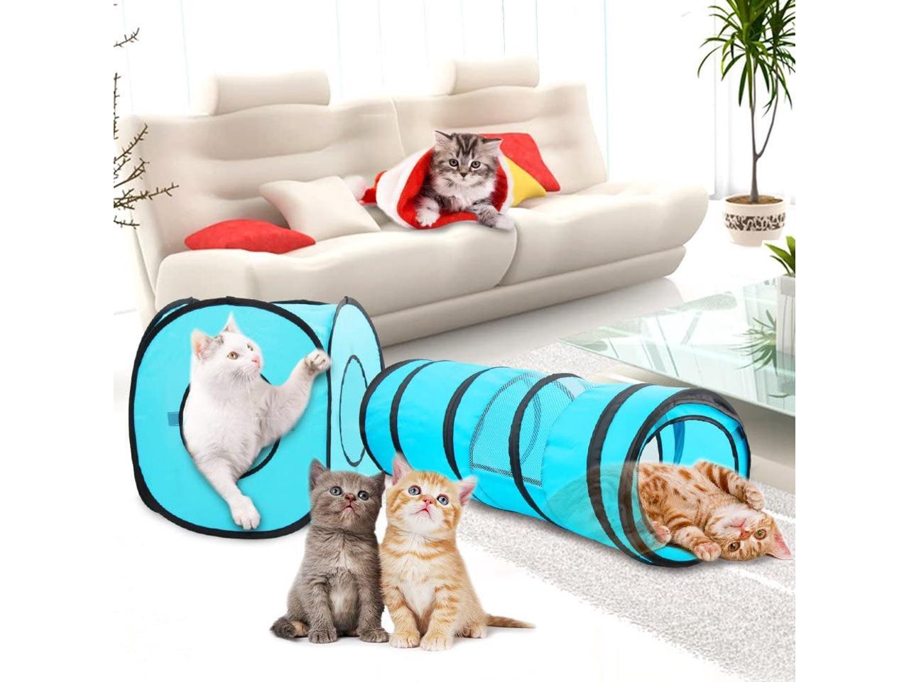 PAWISE Cat Play Tunnel Pop Open Collapsible Cube Tunnel Play Set for Cats and Rabbits 