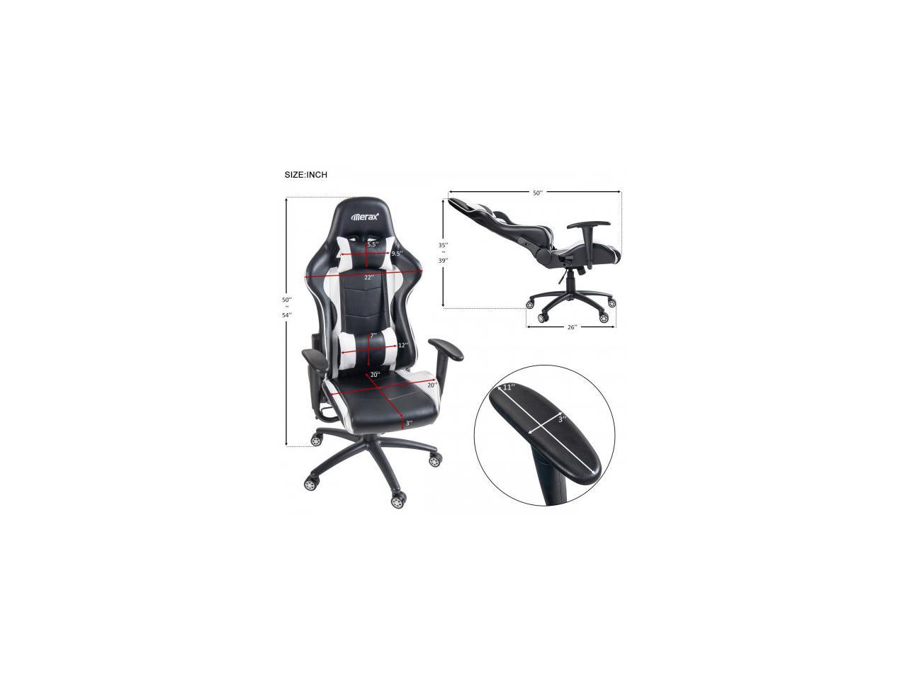 Merax Gaming Chair Racing Office Computer Game Desk Chair ...