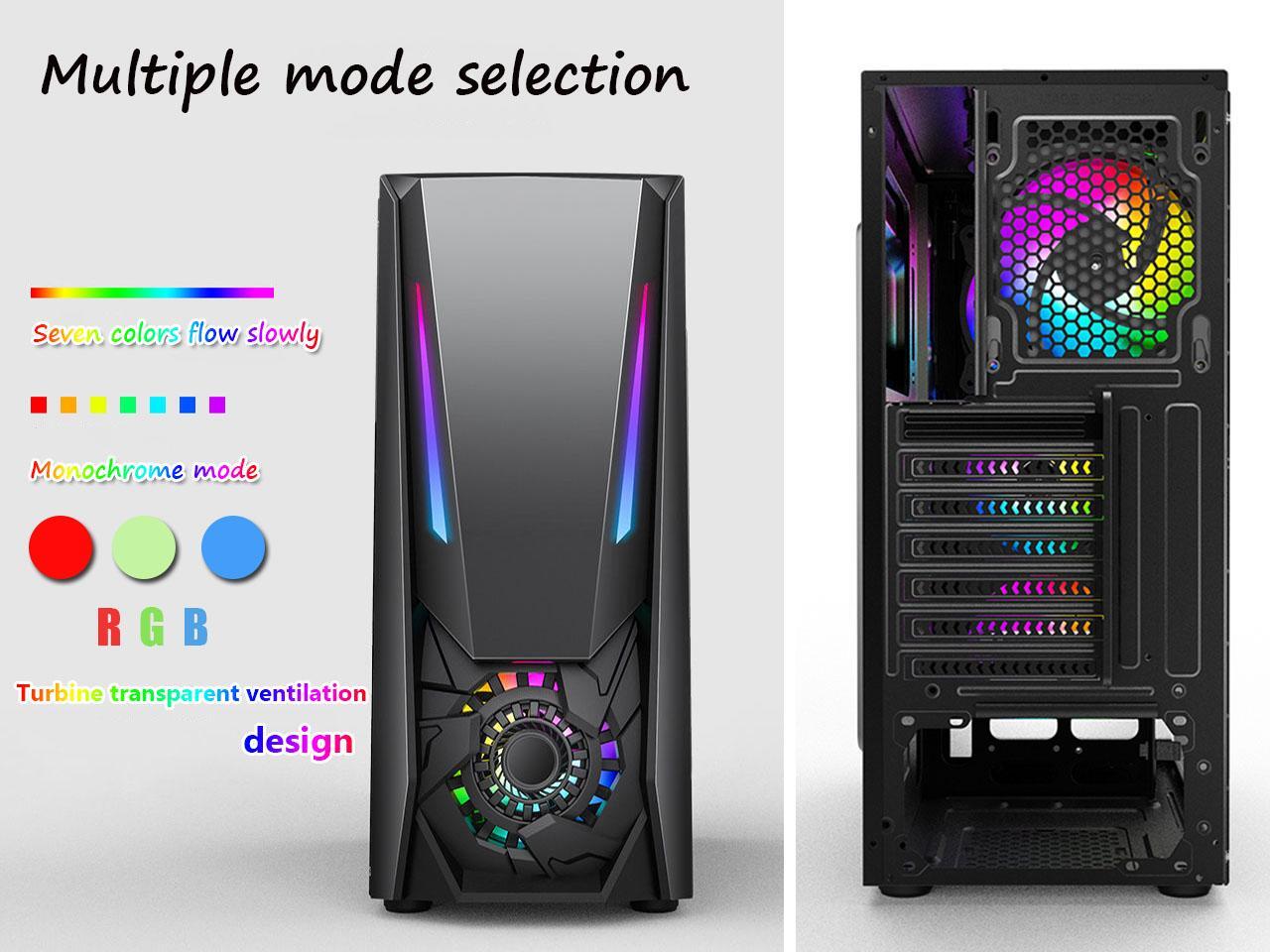 Hsccgi Atx Mid Tower With Four 1mm Rgb Fans Fine Front Panel Acrylic Window Rgb Lighting System Cable Management System Black Newegg Com