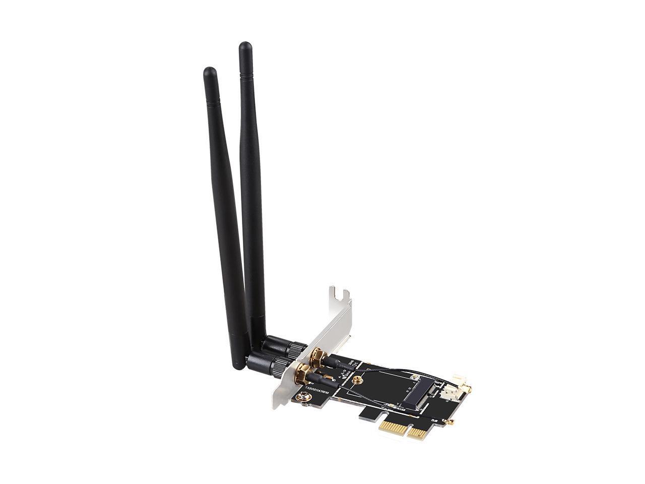 M.2 To PCI Express Wireless Adapter Converter with 2x Antenna NGFF M.2 ...