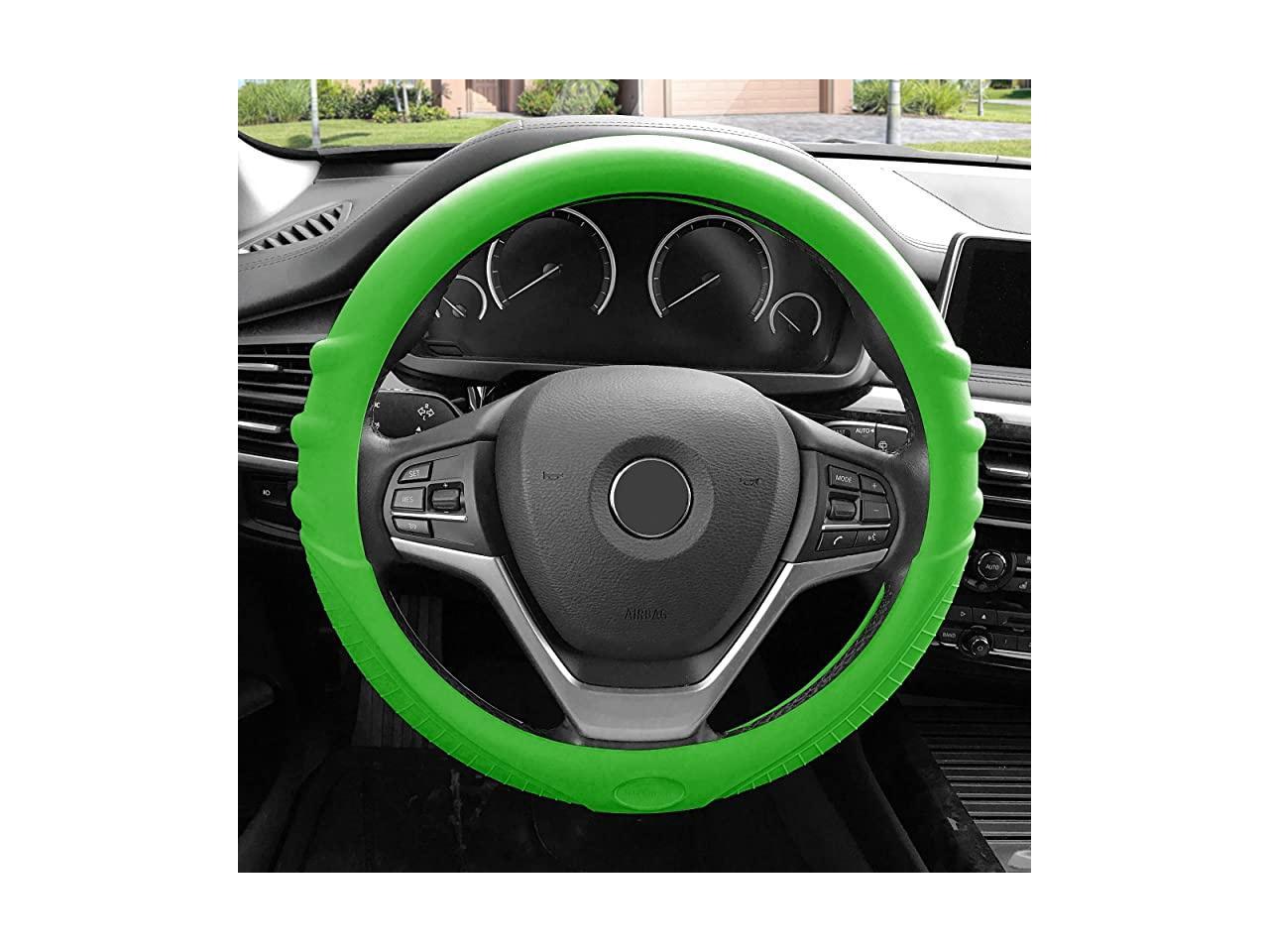 FH Group FH3003GREEN Green Steering Wheel Cover Silicone W. Grip & Pattern Massaging Grip Green Color-Fit Most Car Truck SUV or Van