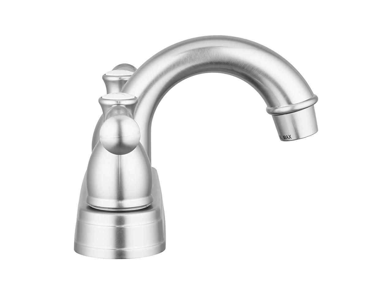 RV Designer Two Handle Arc Spout Bathroom Faucet (Brushed Satin Nickel