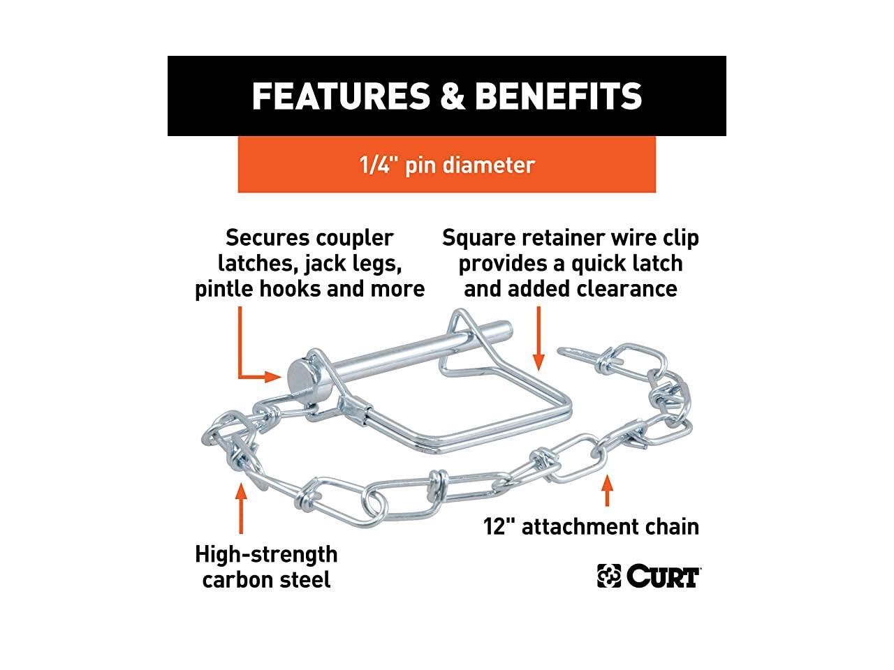 25013 Trailer Coupler Pin with 12Inch Chain, 1/4Inch Diameter x 23/4