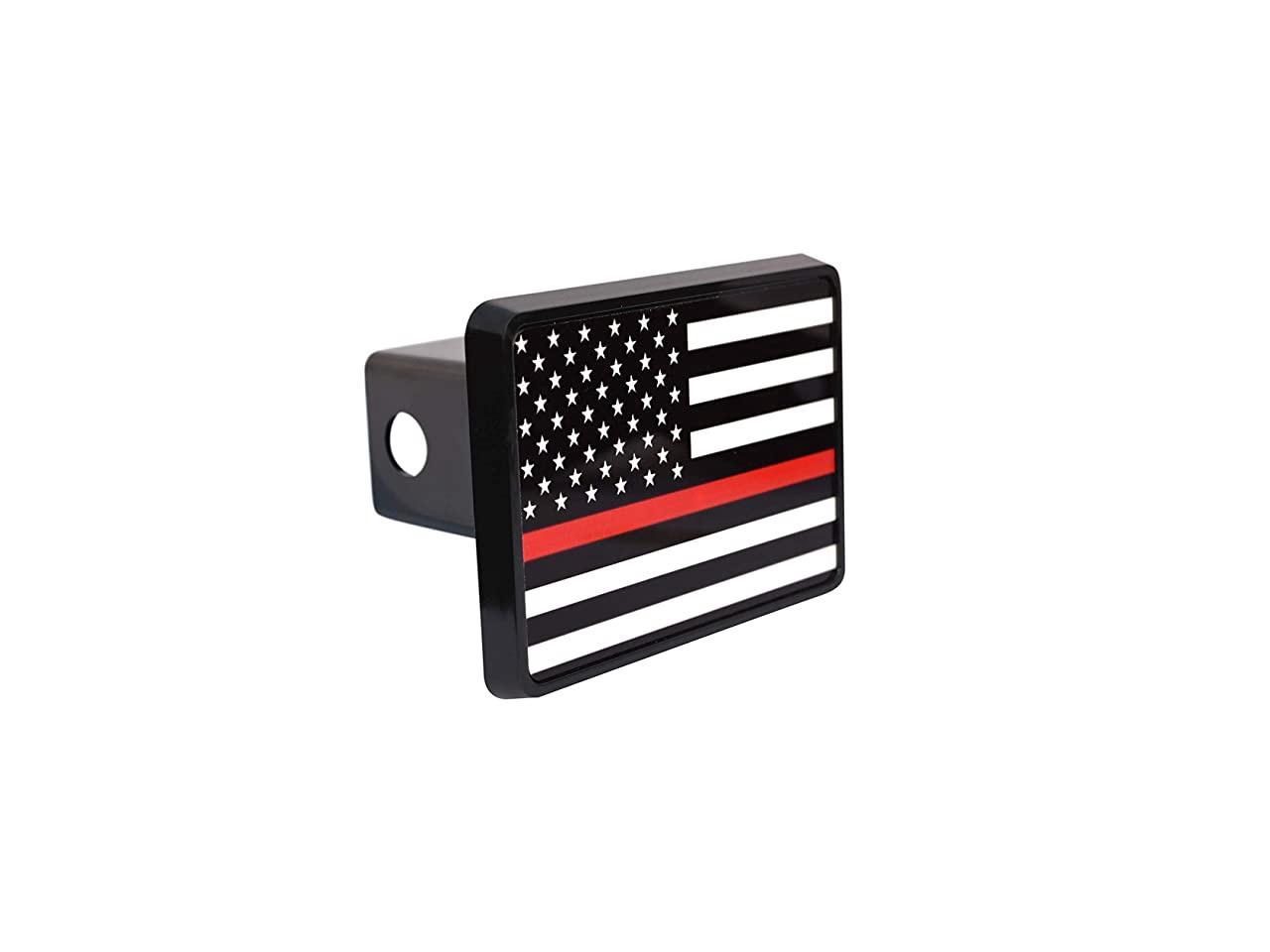 Firefighter Flag Black Metal Hitch Cover 