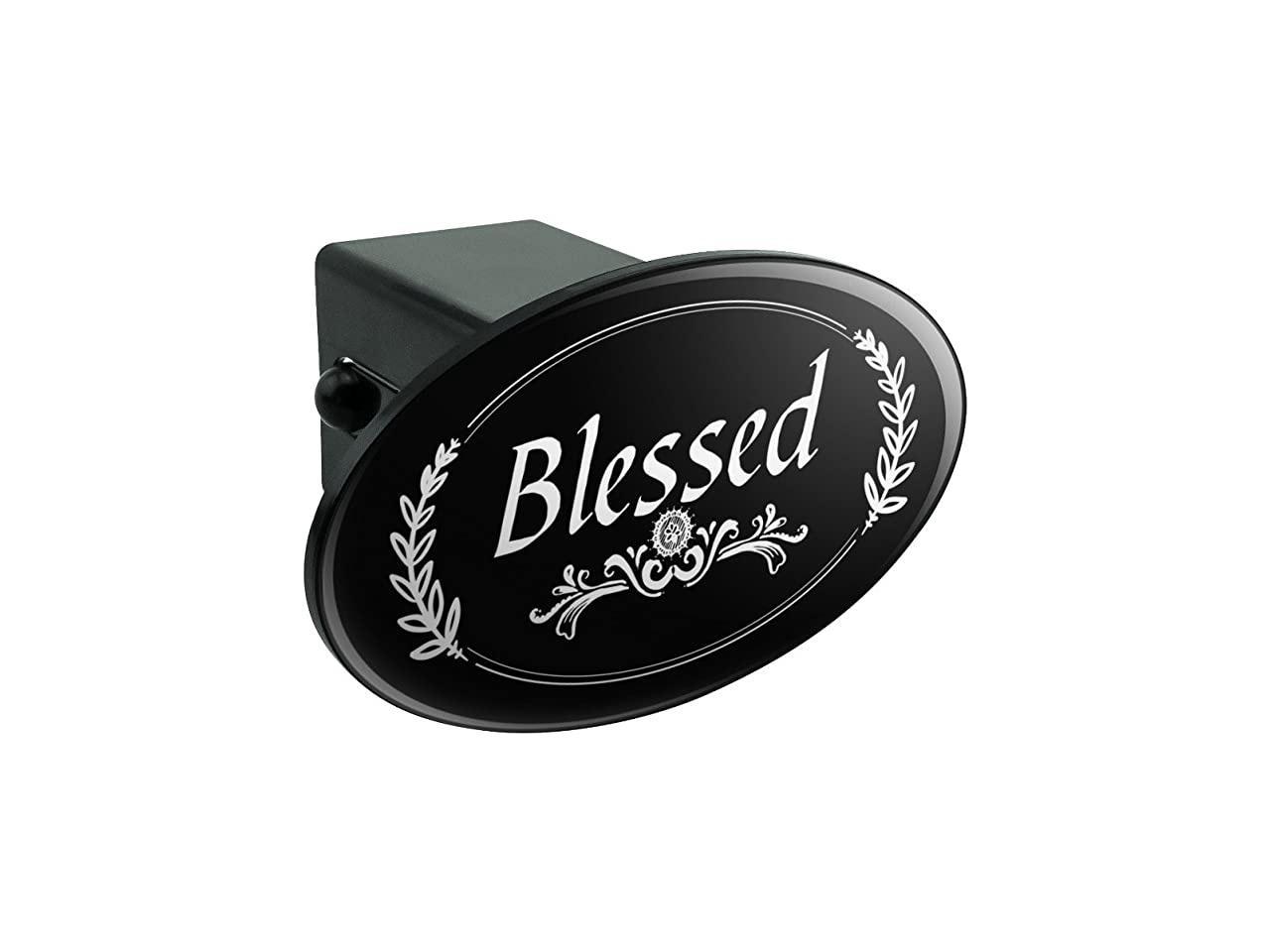 Blessed Halo On Black Oval Tow Hitch Cover Trailer Plug Insert 2 