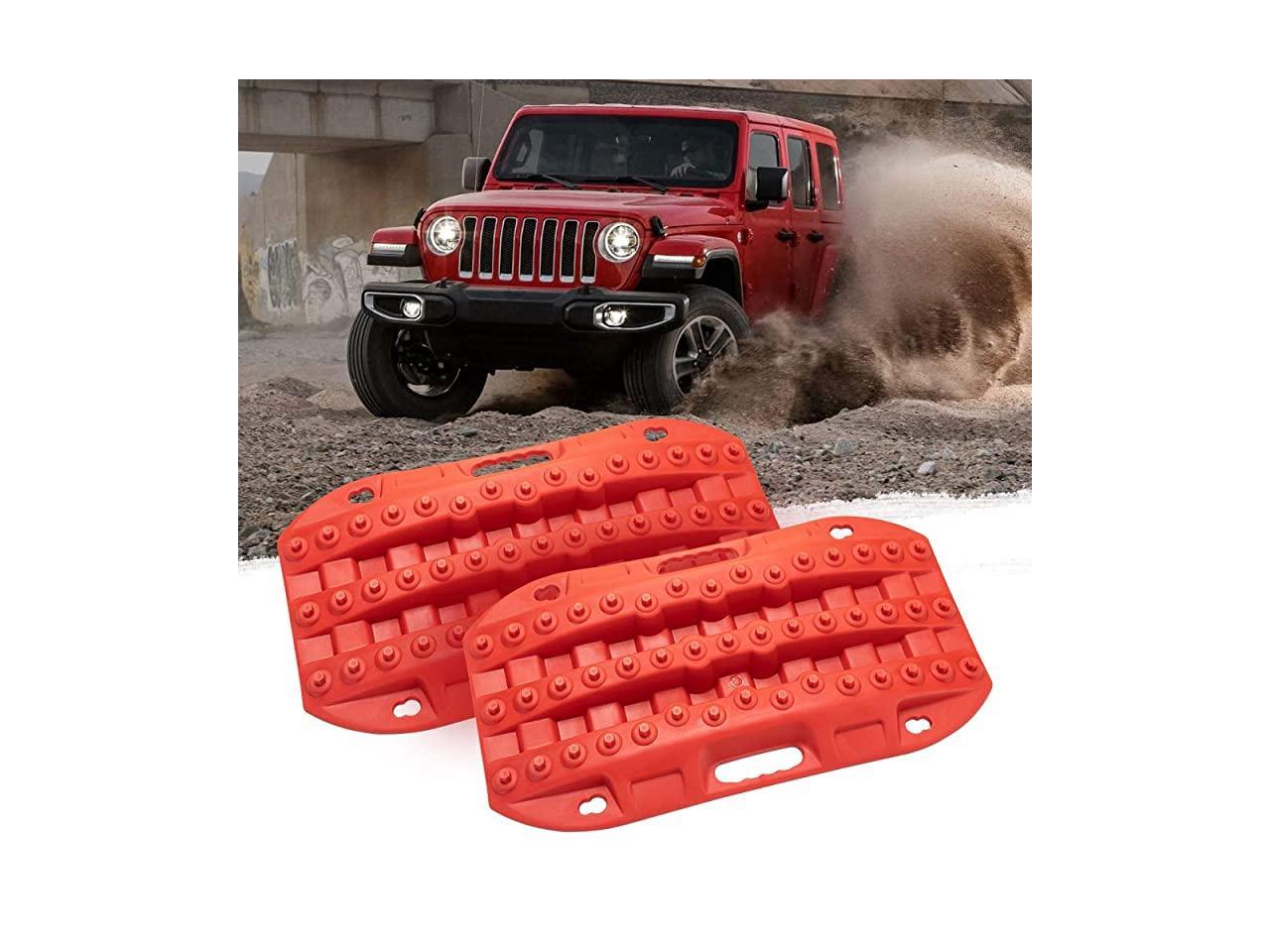 2Pcs Recovery Boards Traction Tracks Mat Car Non-Slip Mats Tire Aid Fit for 4X4 Jeep Mud Sand Snow Vehicle Red Tire Traction Tool EBESTauto Off-Road Traction Boards 
