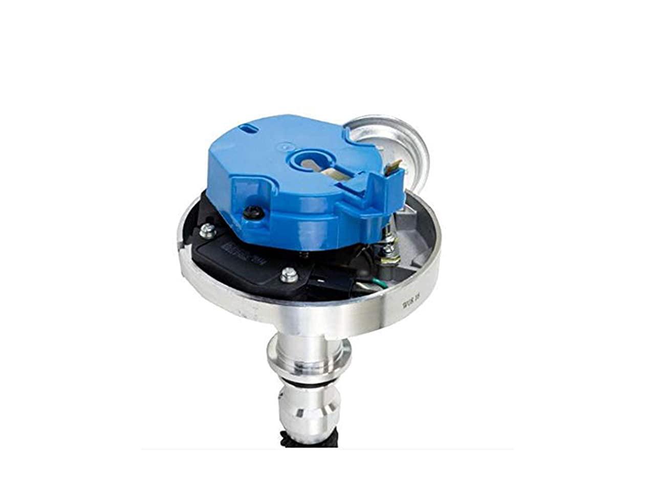 HEI Distributor Blue Cap Blue Silicone Spark Plug Wires Set and Pigtail