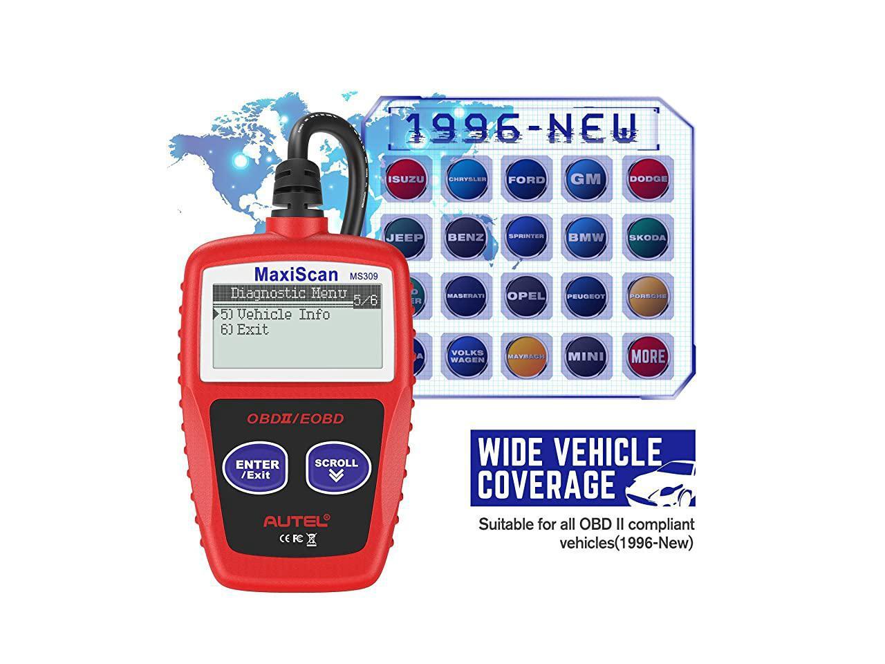 MS309 OBD2 Scanner Check Engine Fault Code Reader, Read