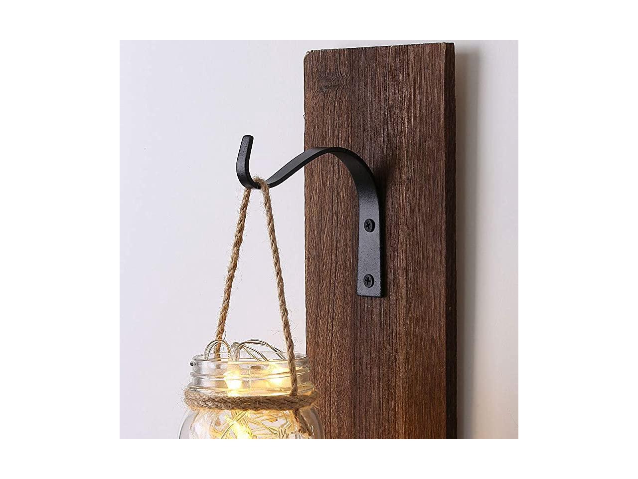 4 Pack Rustic Iron Wall Hooks for Hanging Lanterns Coats Mason Jar